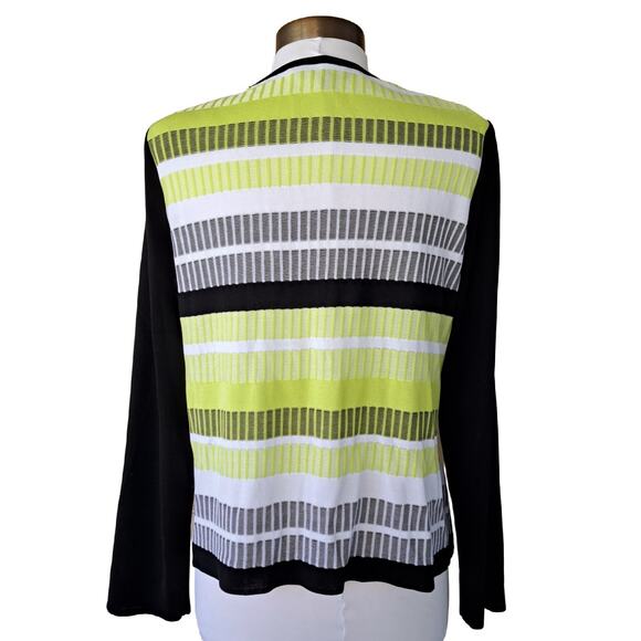 Ming Wang Black & Yellow Stripe Zip Front Cardigan Jacket Size Medium - Picture 2 of 8